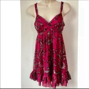 Kenzie silk paisley ruffle sundress pink size XS